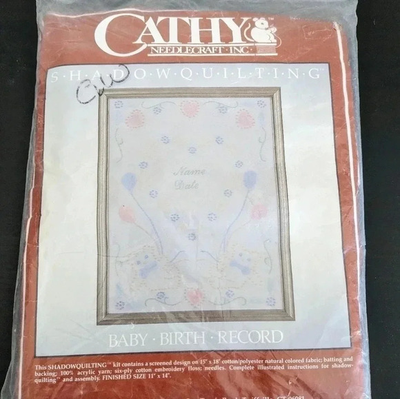 Cathy Needlecraft Shadow‎ Quilting Baby Birth Record Kit NIP - Picture 1 of 3